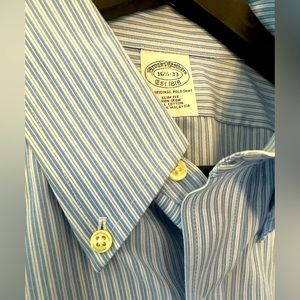 COPY - Brooks Brothers Men’s Wrinkle-Free Dress Shirt - Light Blue / White, 16.…